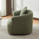 360° Swivel Barrel Sofa Chair With Throw Pillow, Chenille Upholstered Accent Chair