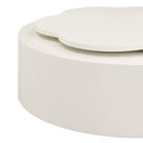 Modern Round Coffee Table (Set of 2), 360 Degree Rotatable Flower Shaped Top With 2 Drawers, Top Circle Side Table End Table With Glass For Living Room - Off White