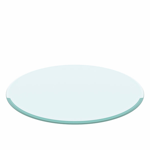 30" Round Tempered Glass Table Top Clear Glass 2 / 5" Thick Beveled Polished Edge - Transparent