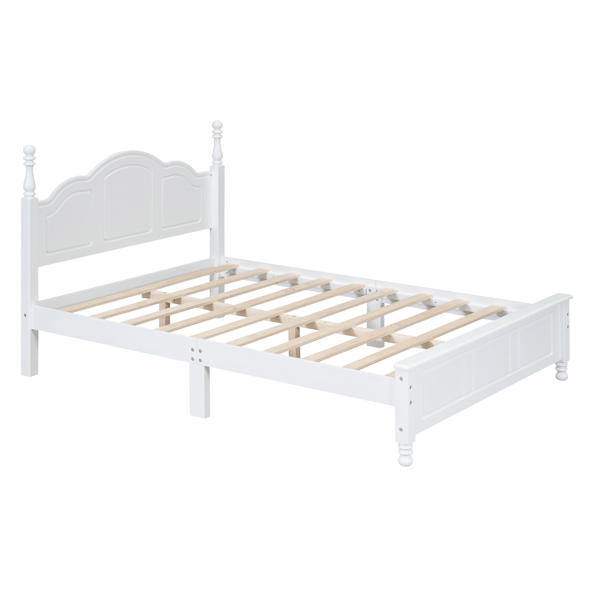 Full Size Wood Platform Bed Frame,Retro Style Platform Bed with Wooden Slat Support,White - Atlantic Fine Furniture Melbourne FL