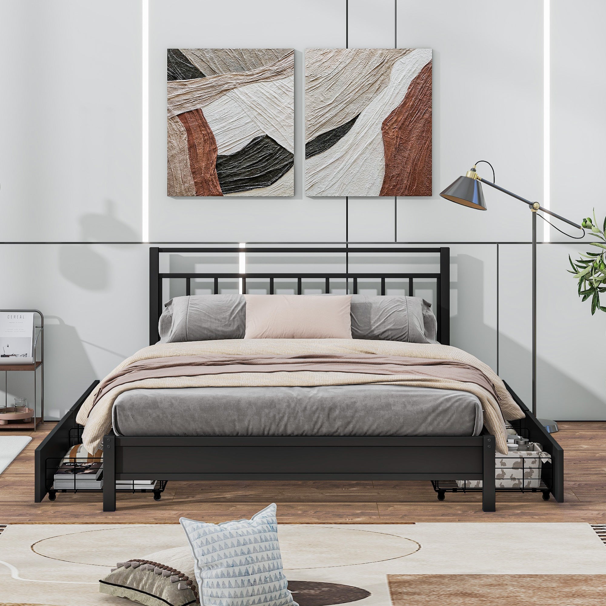 Queen Size Storage Platform Bed with 4 Drawers, Black - Atlantic Fine Furniture Melbourne FL
