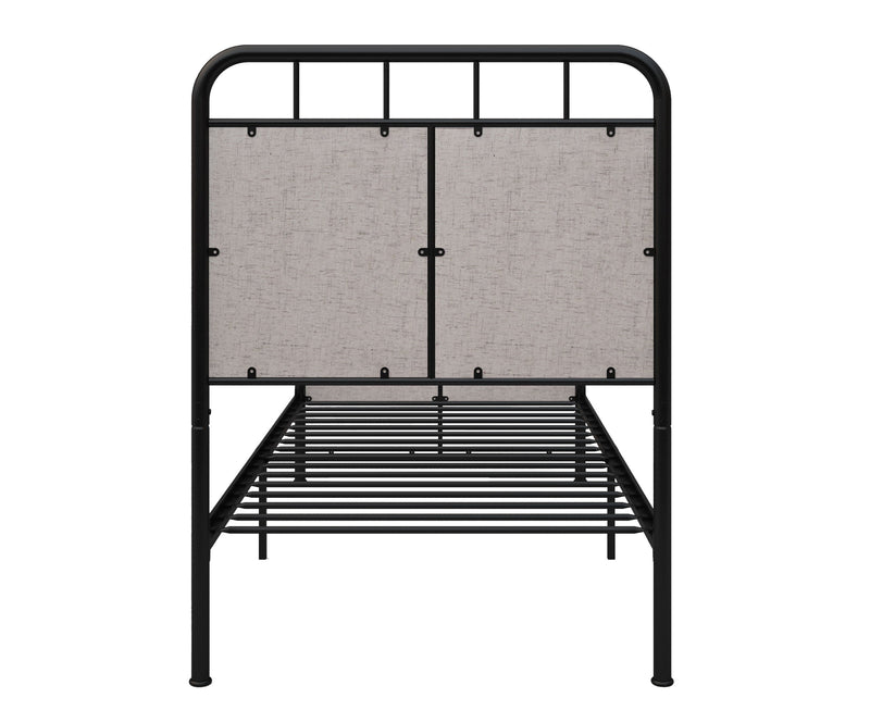 Twin Size Linen Upholstered Platform Metal Bed Frame With Fabric Headboard And Footboard - Brown