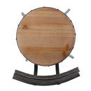 Rustic Metal Barstool With Wooden Seat - Black Brush Silver