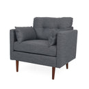 Enchantica - Upholstered Fabric Club Chair With Button Tufted And 2 Accent Pillows