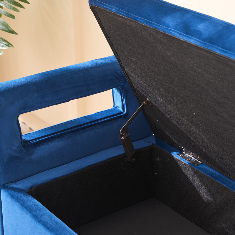 Wide Storage Soft Ottoman Bench With Armrests