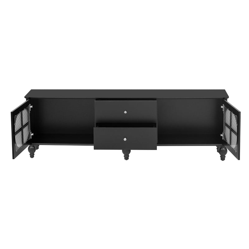 Modern TV Stand For TVs Up To 75" With Fluted Glass Doors