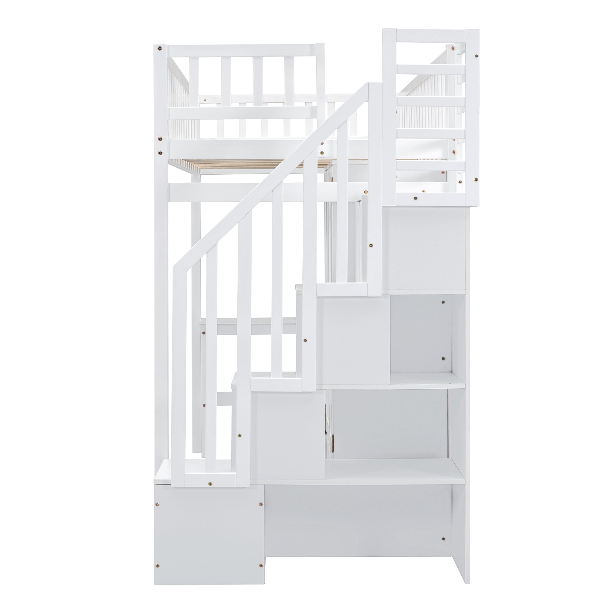 Twin size Loft Bed with Bookshelf,Drawers,Desk,and Wardrobe-White - Atlantic Fine Furniture Melbourne FL