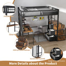 Heavy Duty Full Loft Bed With Desk & USB Charging Metal Frame With Storage Drawers And Staircase - Black