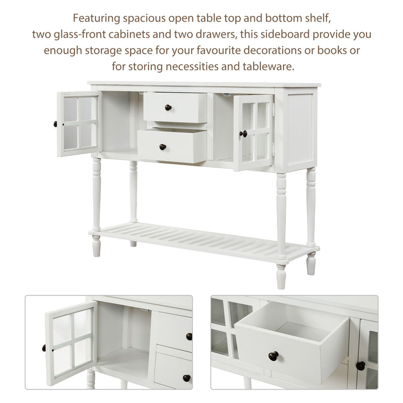 Hearth & Haven Stella Buffet Storage Cabinet With Bottom Shelf, White