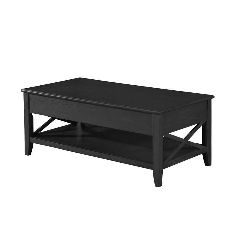 Decatur - Farmhouse Lift Top Coffee Table With Storage - Black / Ash