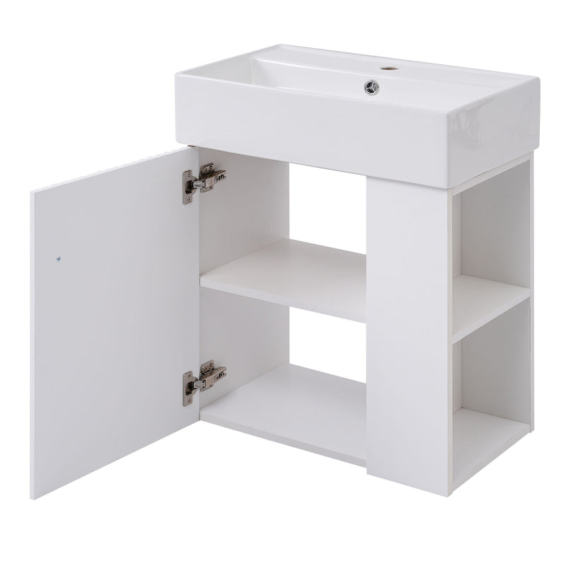 Modern Floating Bathroom Vanity With Ceramic Basin Perfect For Small Bathrooms