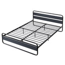 Industrial Platform Queen Bed Frame/Mattress Foundation with Rustic Headboard and Footboard, Strong Steel Slat Support, No Box Spring Needed, Noise Free, Easy Assembly