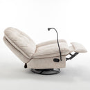 Modern Swivel Gliding Recliner Chair With Rocking Function And Phone Holder, Large Comfortable