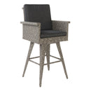 Outdoor Rattan Swivel Barstool With Water Resistant Cushion - Mixed Black / Dark Gray