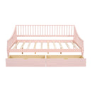 Full Size Daybed with Two Storage Drawers and Support Legs, Pink