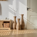 3 Piece Artificial Rattan Floor Vase Set Decorative Accent For Living Room, Hallway & Entryway, Ideal For Dried Or Silk Flower Arrangements - Beige