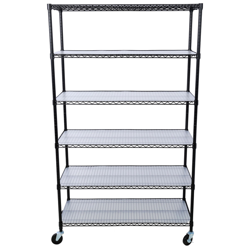 6 Tier 6000Lbs Capacity Nsf Metal Shelf Wire Shelving Unit, Heavy Duty Adjustable Storage Rack With Wheels & Shelf Liners For Commercial Grade Utility Steel Storage Rack