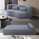 2 In 1 Convertible Full Size Folding Loveseat Couch With Soft Teddy Fabric