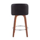 Toriano - Mid-Century Modern Fixed Height Counter Stool With Round Footrest (Set of 2)