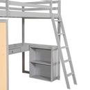 Loft Bed With Ladder, Shelves, And Desk
