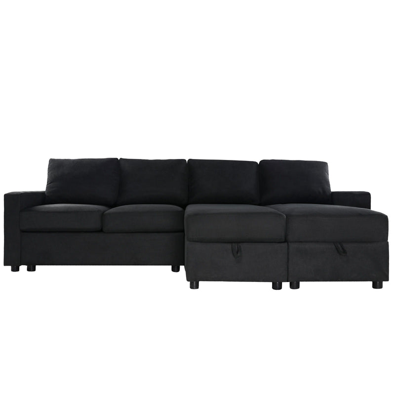 Convertible Sectional Sofa With Storage Chaise Lounges And USB Ports