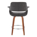 Vintage Flair - Mid-Century Modern Fixed Height Counter Stool With Swivel With Round Footrest (Set of 2)