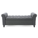 Hayes - Contemporary Armed Storage Bench With Rolled Arms And Button Tufting