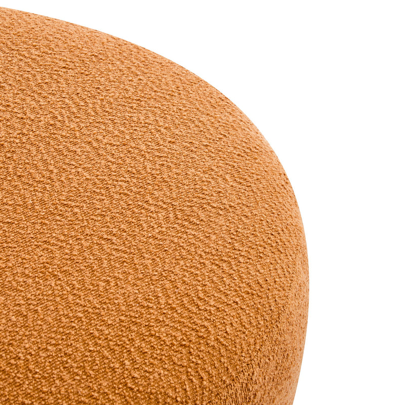 Modish - Round Ottoman - Natural Wood / Pumpkin Orange
