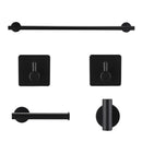 Bathroom Hardware Set Stainless Steel With Towel Bar, Paper Holder, And Hooks - Matte Black
