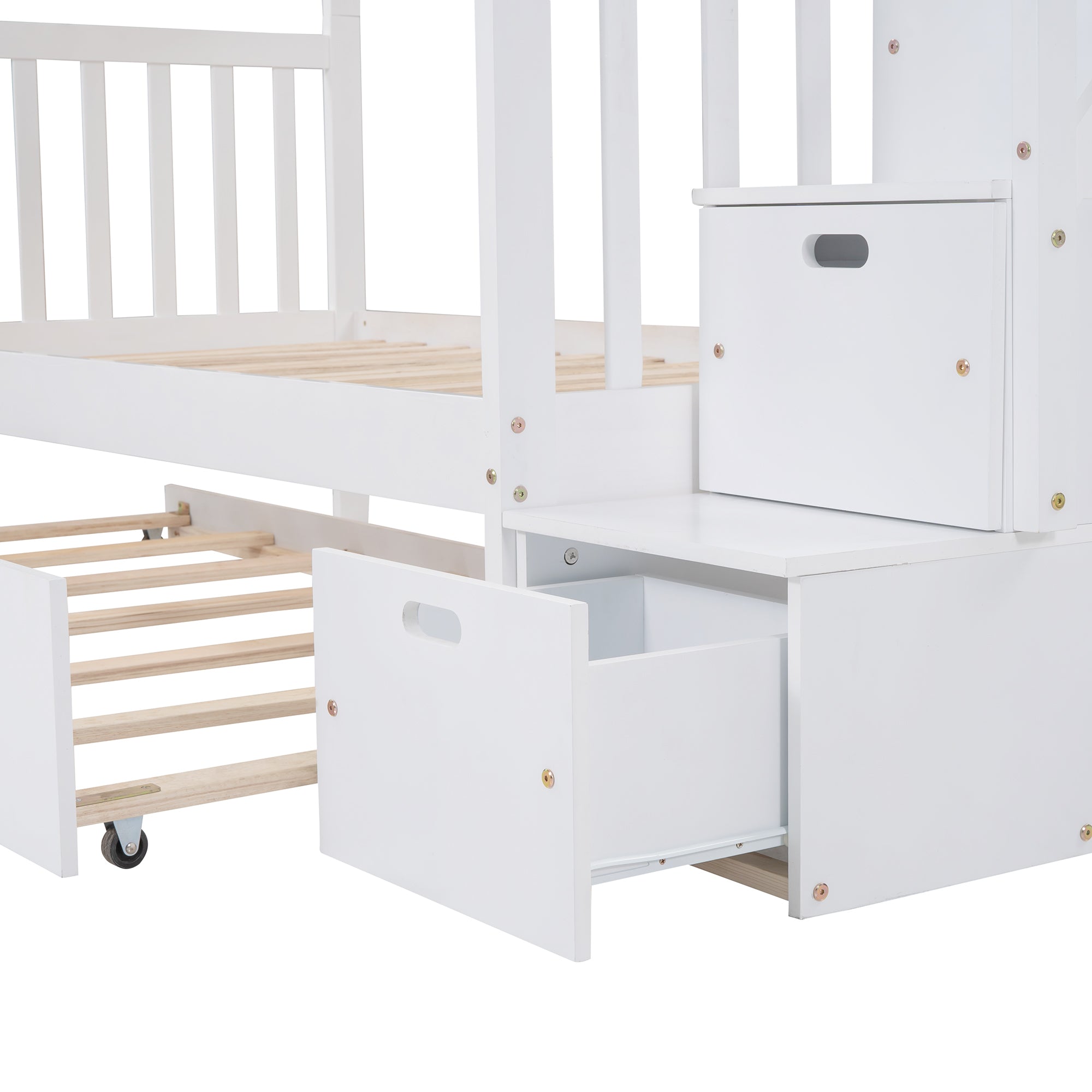 Twin over Twin/Full Bunk Bed with Twin Size Trundle (White)(OLD SKU :LP000025AAK) - Atlantic Fine Furniture Melbourne FL