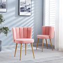 Modern Dining Chair (Set of 2) With Iron Tube Wood Color Legs, Shorthair Cushions And Comfortable Backrest, Suitable For Dining Room, Living Room, Cafe, Simple Structure