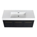 Modern Wall Mounted Bathroom Vanity With Thick Edge Resin Sink And Storage Rack
