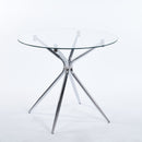 Compact Dining Table With Glass Top - Chrome