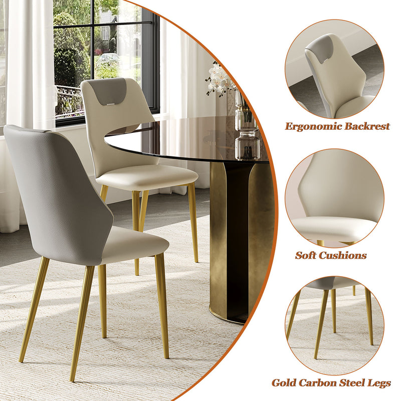 Modern Round Dining Table Set With Glass Top And Steel Legs