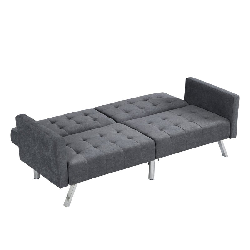 Futon Sofa Bed Convertible Folding Lounge Couch, Armrests