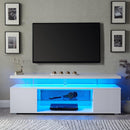 TV Stand LED Gaming Entertainment Center, Media Storage Console Table With Large Side Cabinet