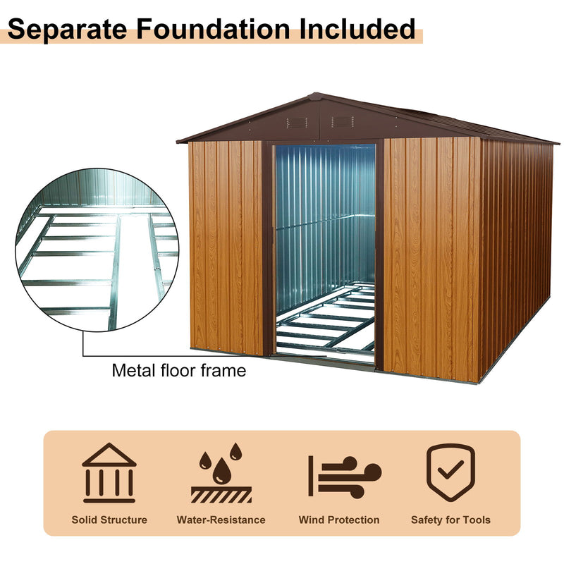 Outdoor Metal Storage Shed With Floor Base