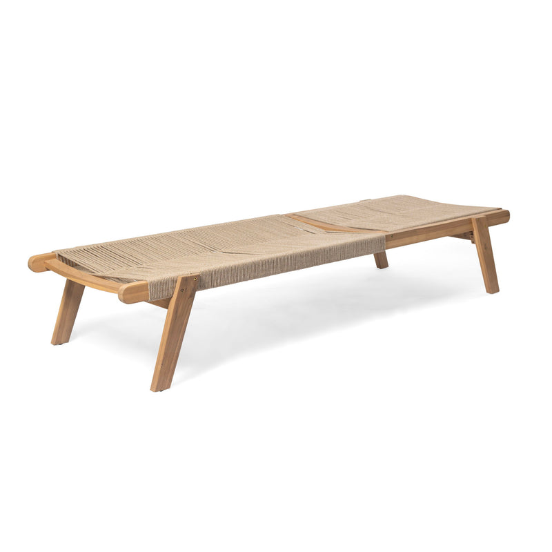 Catania - Outdoor Rope Chaise Lounge (Set of 2) - Teak / Beige