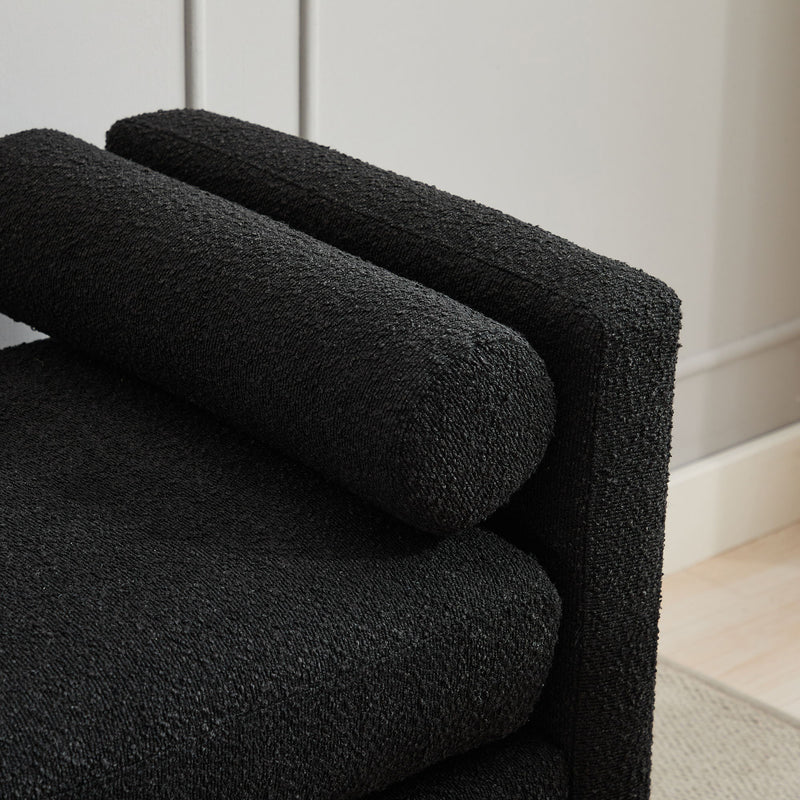 Elegant Upholstered Bench Daybed Ottoman With Bolster Pillows