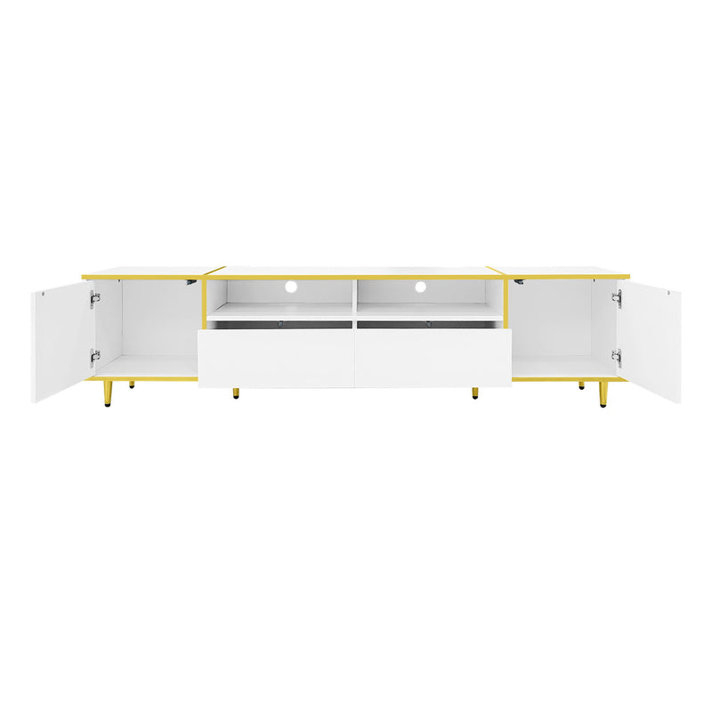 TV Stand For TVs Up To 80", Entertainment Center With 2 Shelves And LED Lights