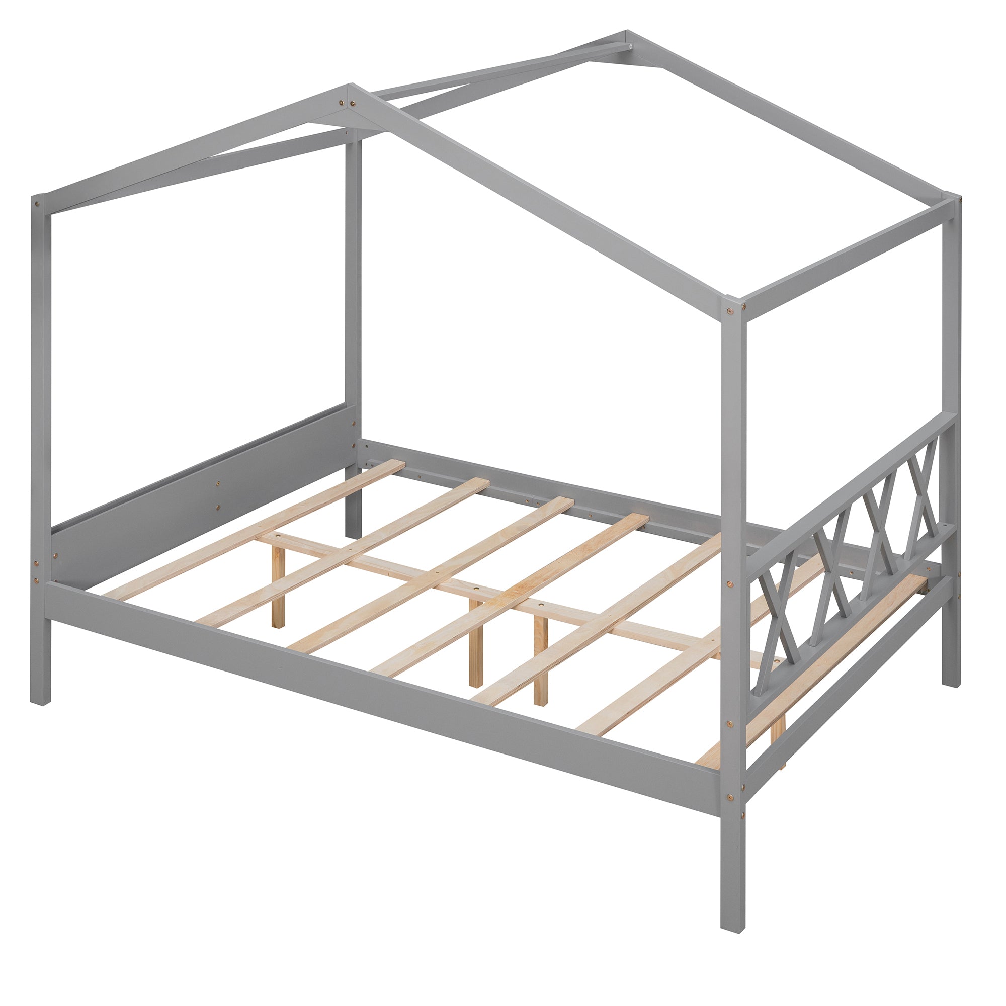 Full Size Wood House Bed with Storage Space, Gray (OLD SKU :LP000002AAE) - Atlantic Fine Furniture Melbourne FL