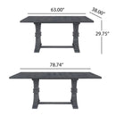 Devingo - Extendable Dining Table Rustic Style - Gray