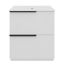 Fluted Bathroom Vanity With Ceramic Sink, Freestanding Cabinet