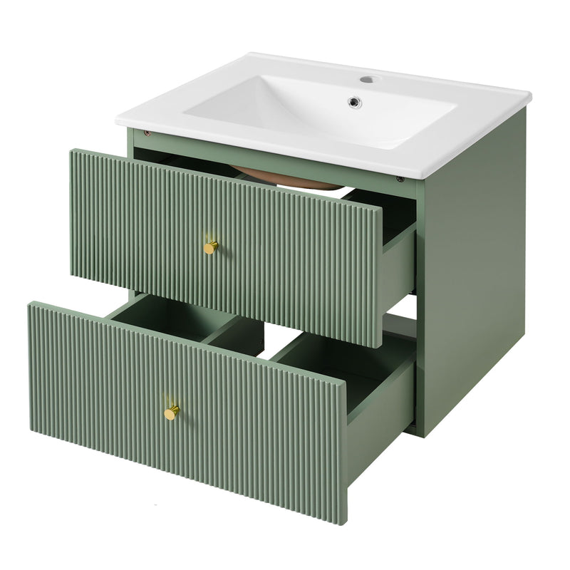 Wall Mounted Bathroom Vanity With 2 Drawers, Ideal For Small Bathrooms