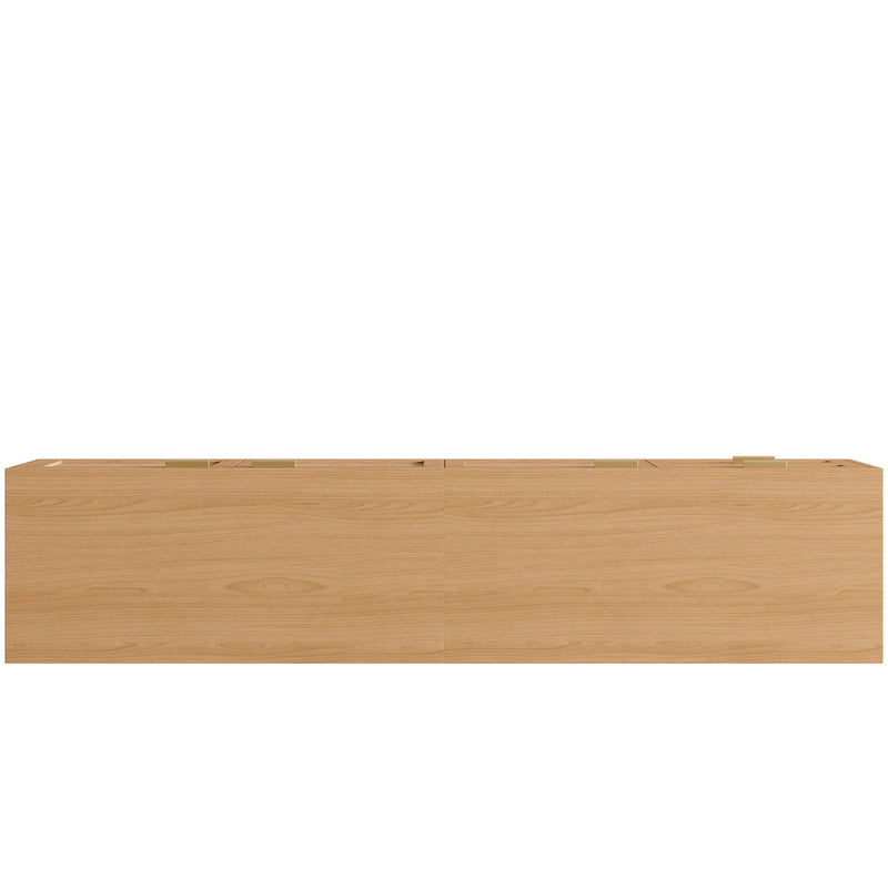 TV Stand, Media Console, 2 Drawers & Cable Management - Natural Wood