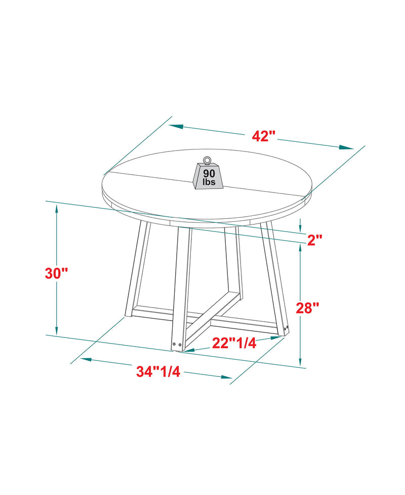 Rustic Distressed Solid Wood Round Dining Table