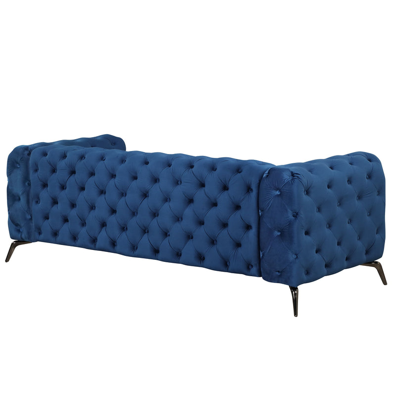 Velvet Upholstered Sofa With Sturdy Metal Legs, Modern Sofa Couch With Button Tufted Back, 3 Seater Sofa Couch For Living Room, Apartment, Home Office