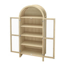 Tall Arched Kitchen Pantry, Modern Farmhouse Wood Kitchen Storage Cabinets, Arched Storage Display Cabinet With Adjustable Shelves, Versatile Cupboard For Kitchen, Dining Room - Natural