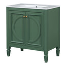 30" Bathroom Vanity With Sink, 2 Doors With Shelf, Soft Close Door Hinges, Vintage Style - Green
