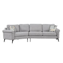 Upholstered 3 Seater Curved Sofa With Printed Pillows Chenille